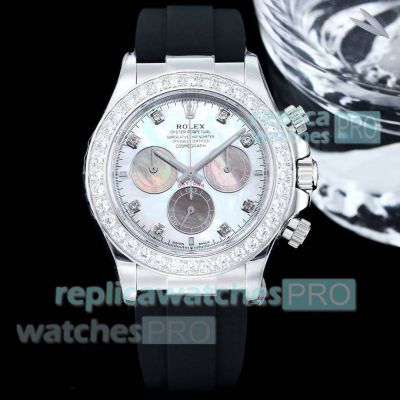 FH Factory Clone Rolex Cosmo Daytona Swiss 4131 Gain Weight MOP Dial Diamond Watch 